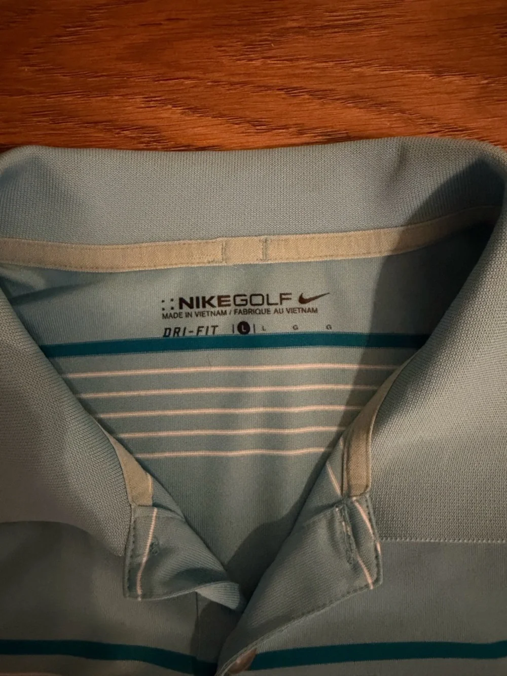 Nike Light Blue Striped Polo Shirt